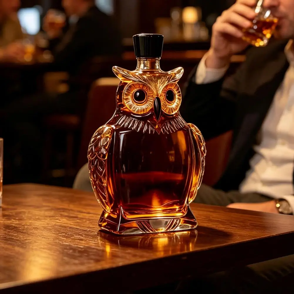 Owl Glass Whiskey Bottle 180/350ml Decorative Animal Decanter Owl Liquor Storage Container for Home Bar Decor Gift for Men