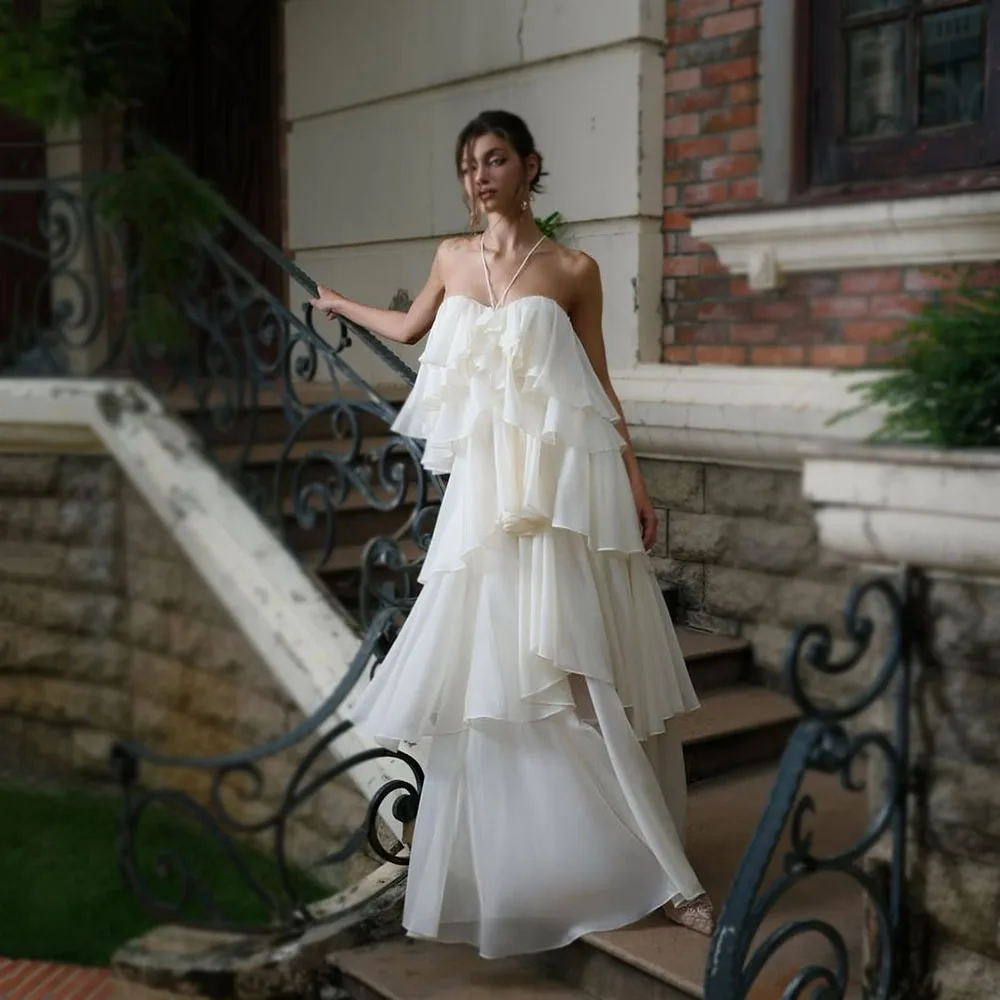 

Galarity 2025 Evening Dresses Women Backless Layered Chiffon Beach Prom Dresses For Party Formal Wedding Guest Gown Customized