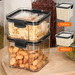 700ML Food Storage Box Stackable Kitchen Sealed Jar Clear Plastic Airtight Food Container with Lids for Cereal Organization 2Pcs