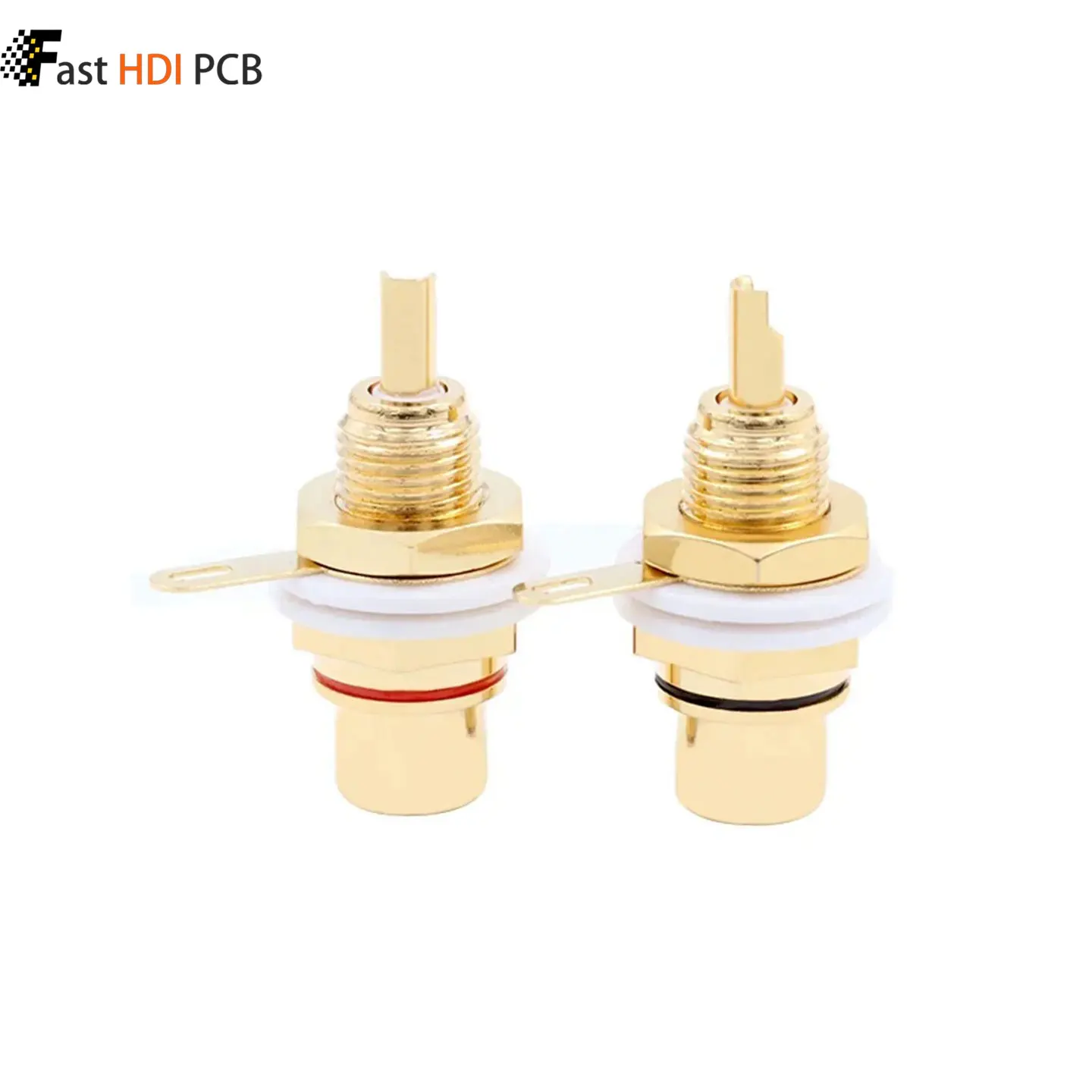 Gold Plated RCA Female  Socket Chassis Mount Zinc Alloy 8mm Thread Red/Black Color Ring for Audio Video AV Amplifier Speaker