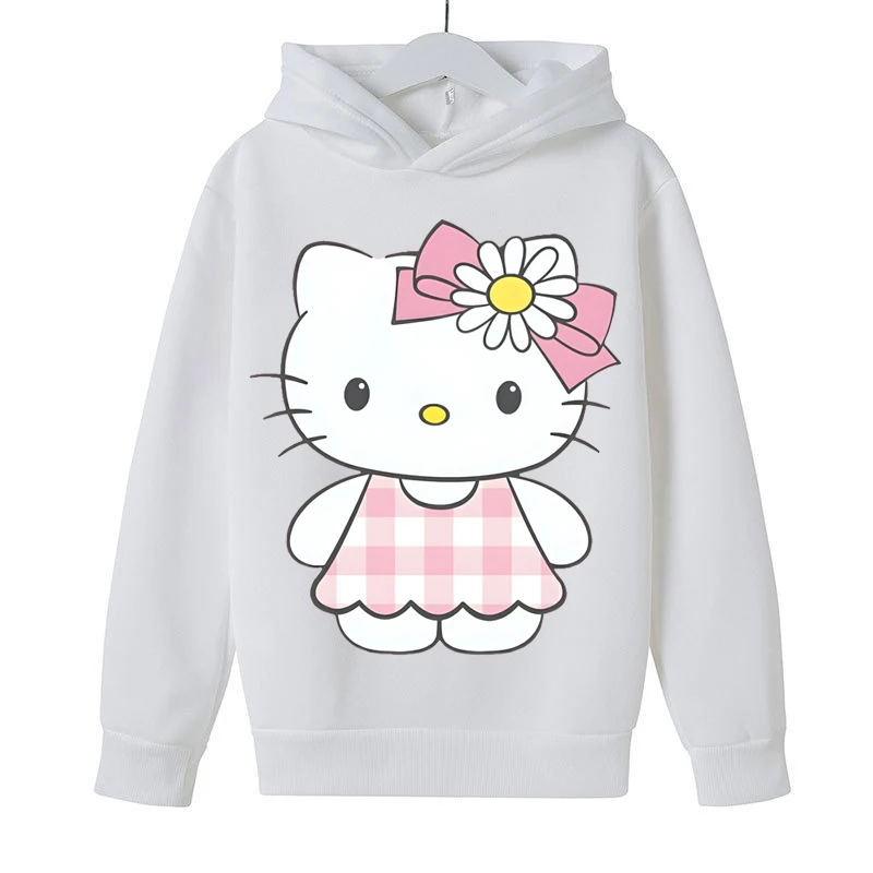 MINISO Pattern Hoodie Cute Cartoon hello kitty clothes Kids Girls Fashion Clothing Casual Sweatshirt Spring And Autumn Pullovers