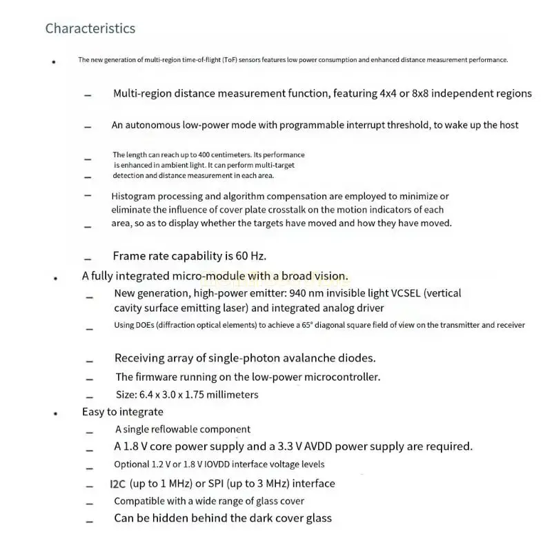 F62C ความเร็วสูงตั้งแต่โมดูล VL53L8CX สำหรับโครงการระบบอัตโนมัติในบ้านอัจฉริยะ