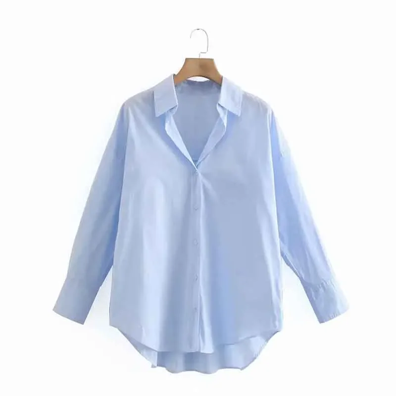 

New Fashion Women Casual Simply Candy COlor Single Breasted Poplin Shirts Office Lady Long Sleeve Blouse Chic Chemise Tops