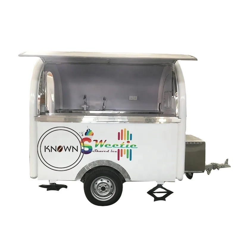 Airstream Stainless Steel Hot Dog Pizza Small Coffee Ice Vending Cart Restaurant Mobile Fast Food Trailer Truck For Sale