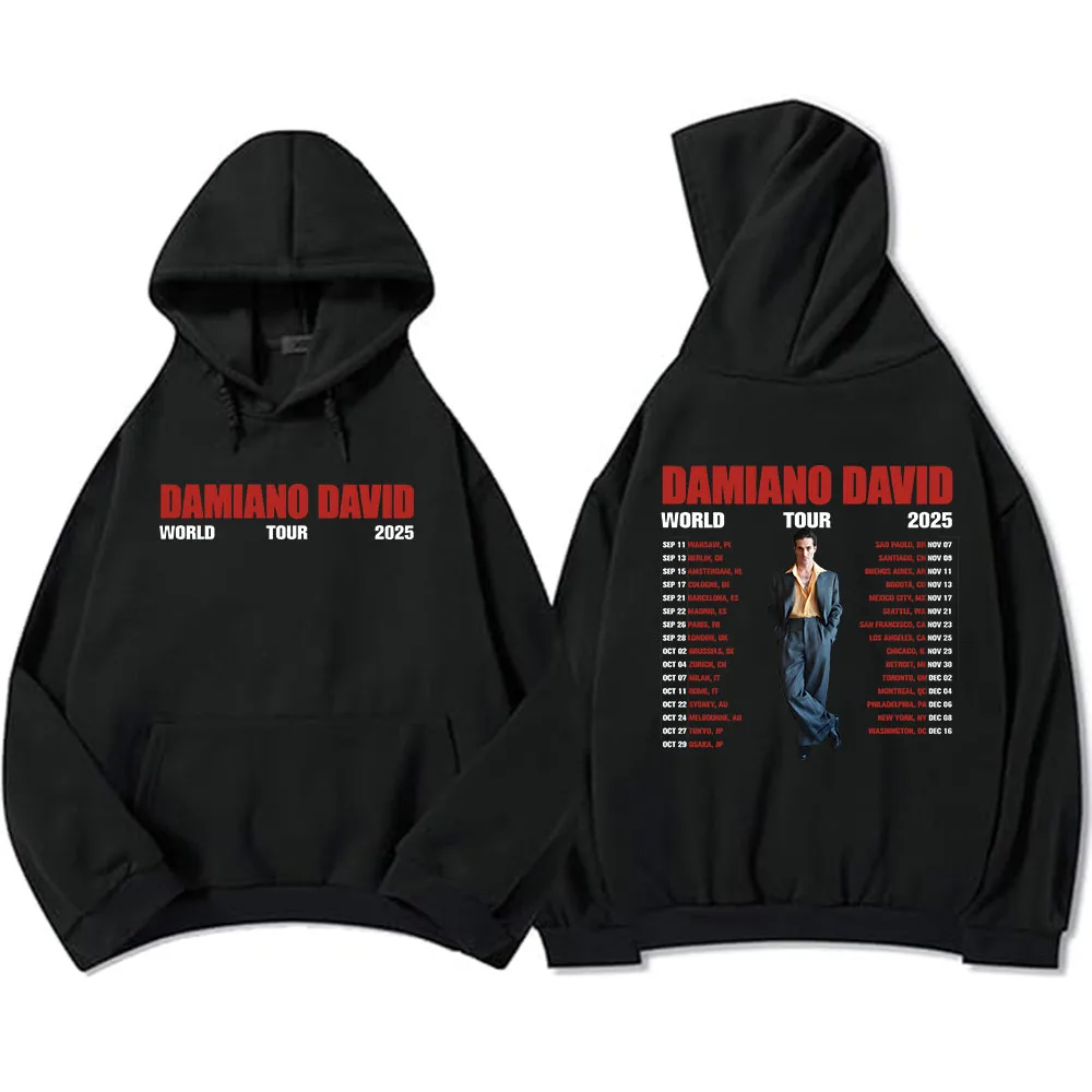 Damiano David World Tour 2025 Hoodies Heavy Mental Fashion Printing Sweatshirts Long Sleeve Casual Unisex Streetwear Hip Hop