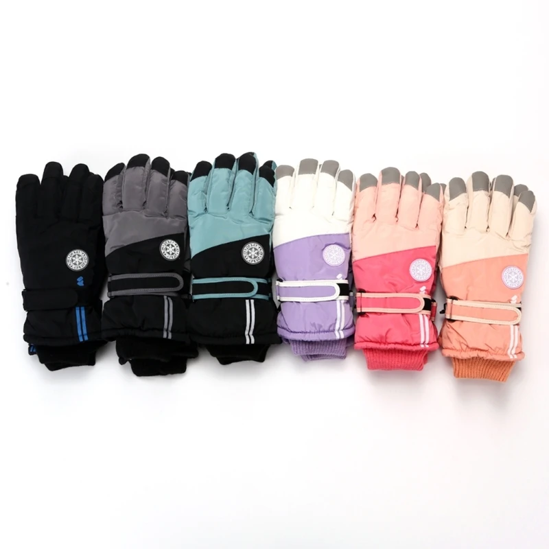 1 par guantes invierno impermeables para niños, guantes con dedos completos, guantes deportivos gruesos y cálidos para