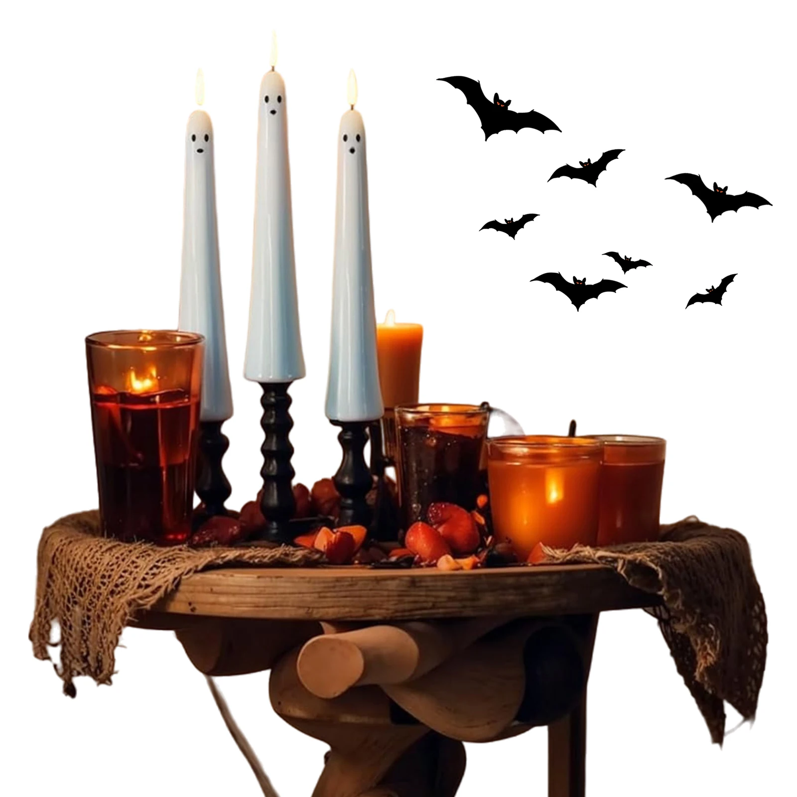 مجموعة شموع بيضاء مخيفة على شكل شبح تعمل بالبطارية 2/4/6 مجموعة شموع LED مع جهاز تحكم عن بعد ومؤقت لديكور منزلي لحفلات الزفاف #5