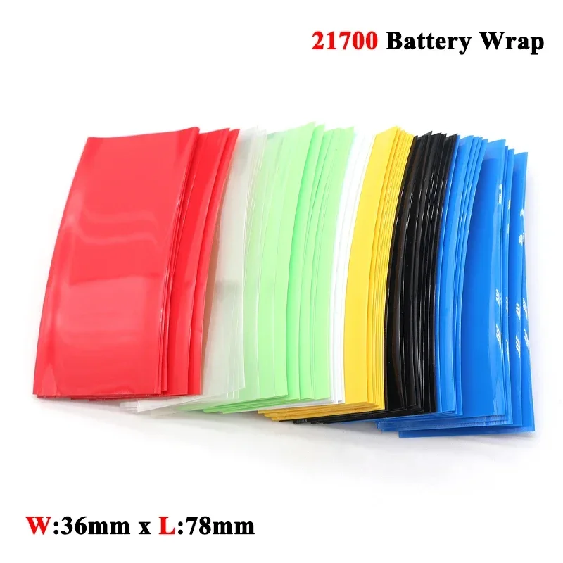 21700 Battery Film PVC Heat Shrink Tube Precut 78mm x 36mm Shrinkable Sleeve Tubing Protect Pipe Cover for Batteries Wrap