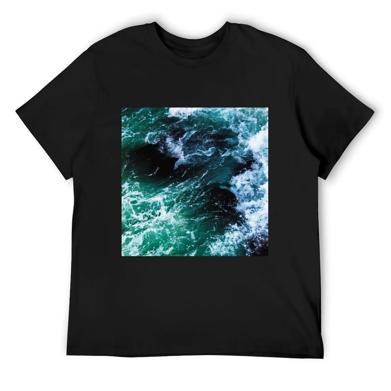 

Blue Ocean Summer Beach Waves T-Shirt vintage plain luxury designer T-shirts for men cotton