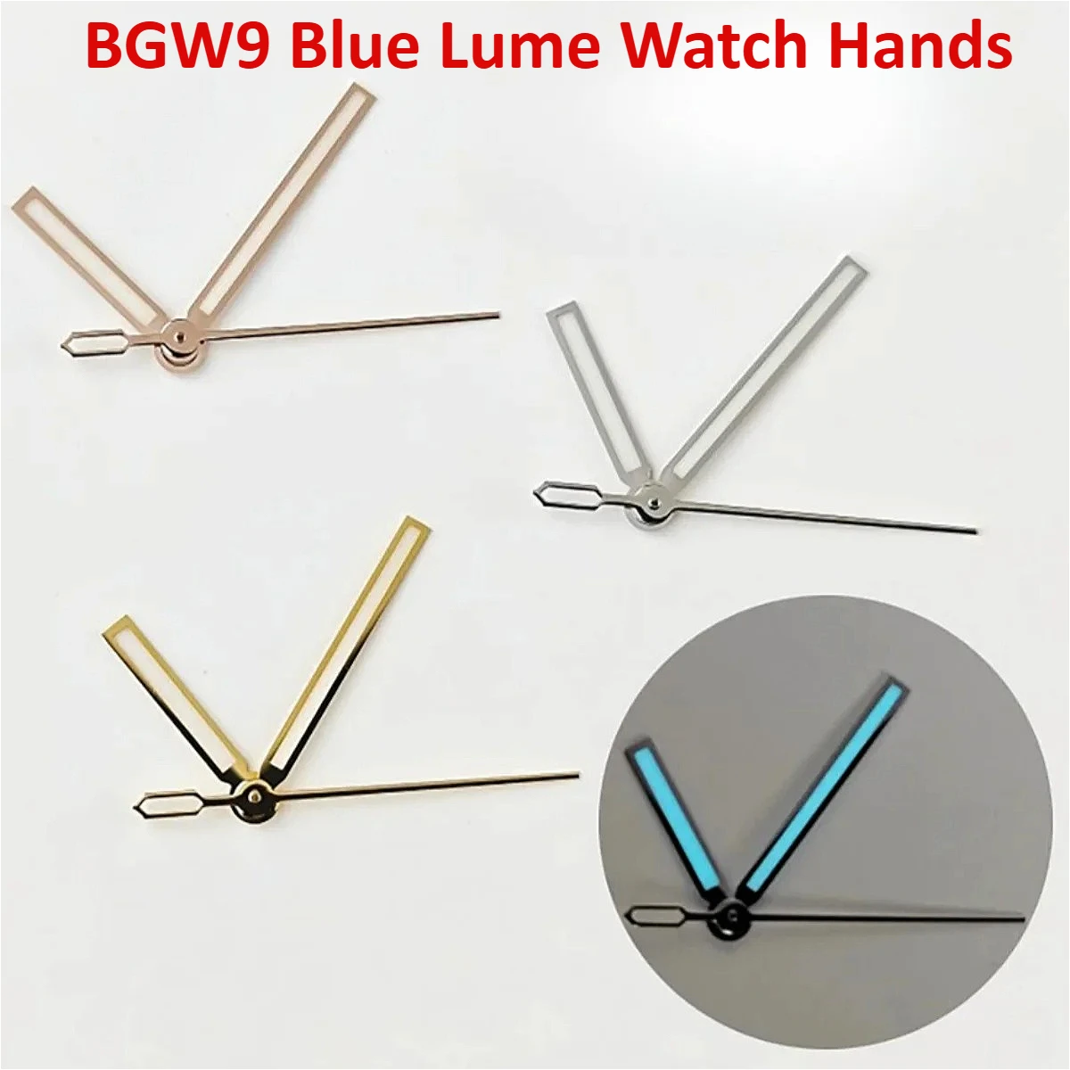BGW9 Blue Lume Watch Hands 14mm NH35 DIY Modified Mechanical Watch Pointer NH36 Surface Diving Watch Use Size