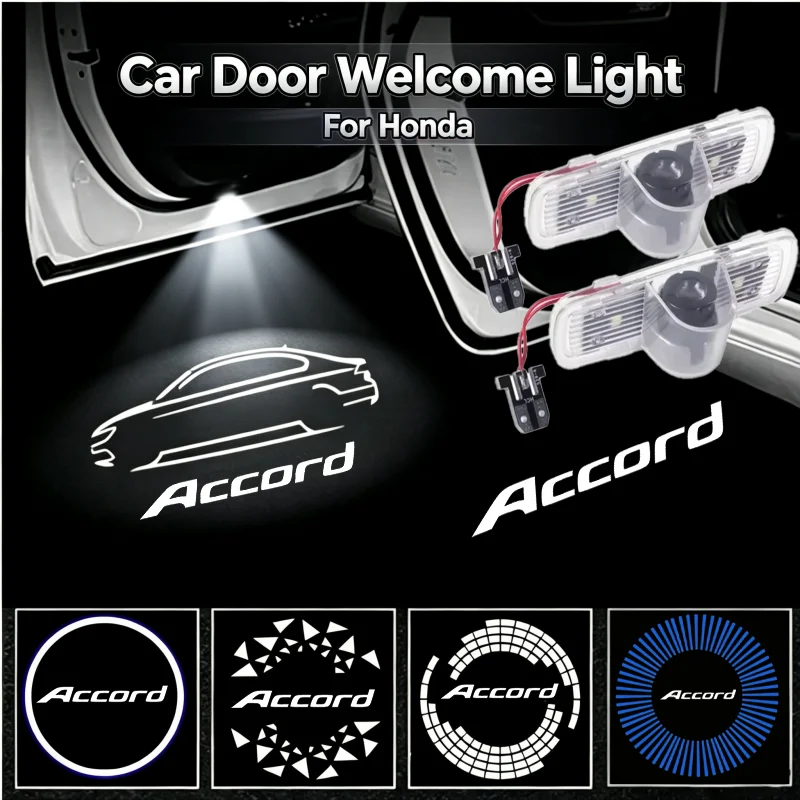 2PCS HD Ghost Shadow Logo LED Car Door Courtesy Projector Welcome Lamps For Honda Accord Interior Modification Accessories