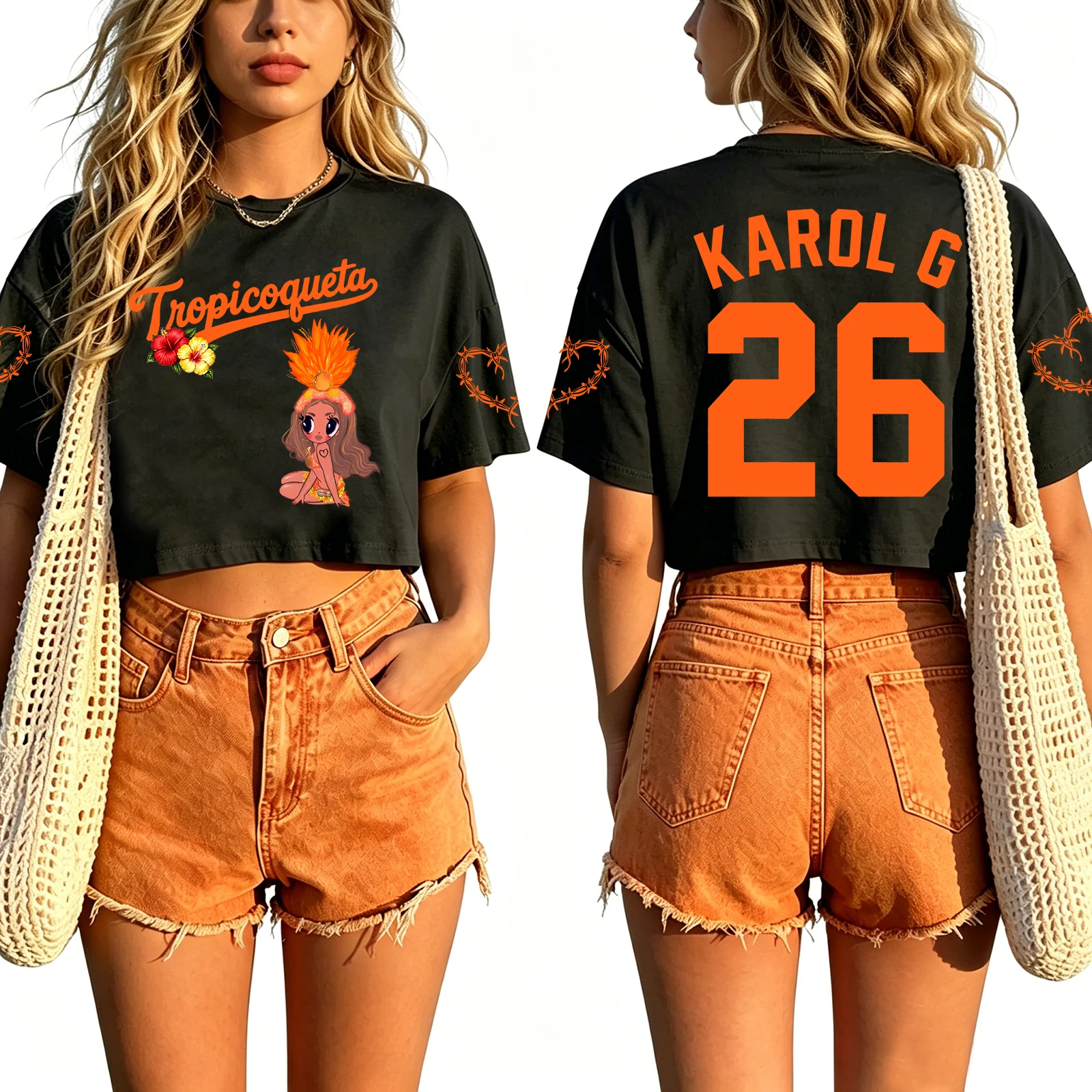 2026 Karol G Tour Cropped T-shirt Women Casual Short Sleeve Graphic Print Y2K Streetwear Crop Tops