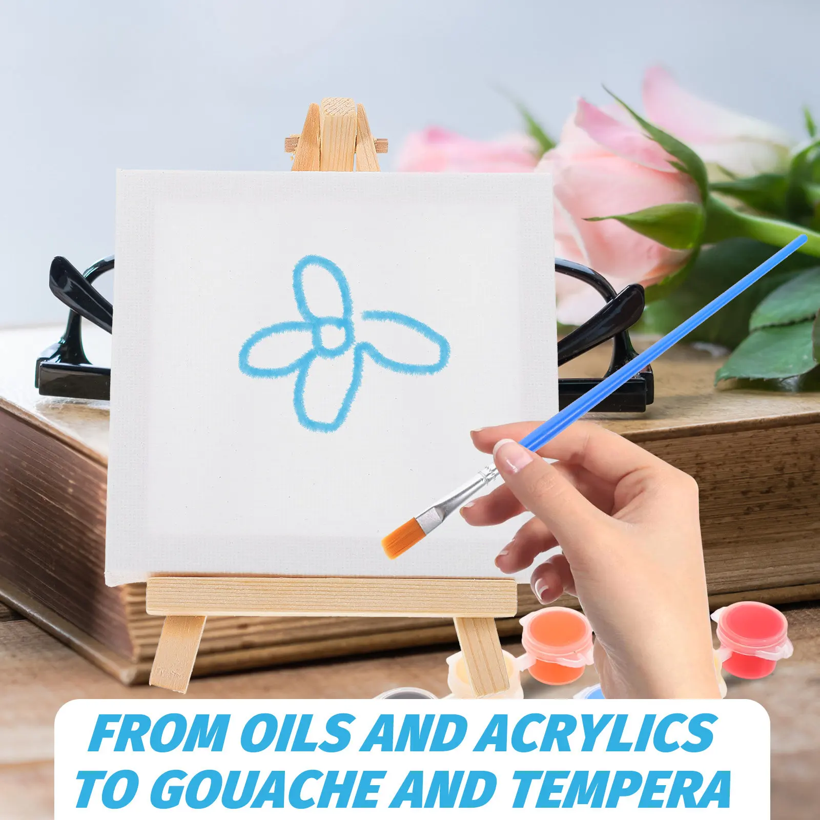 

Miniature Easel Wooden Display Stand Acrylic Paint Set Portable Sketching Frame Art Drawing Tool Kit Paint Kits for Adult