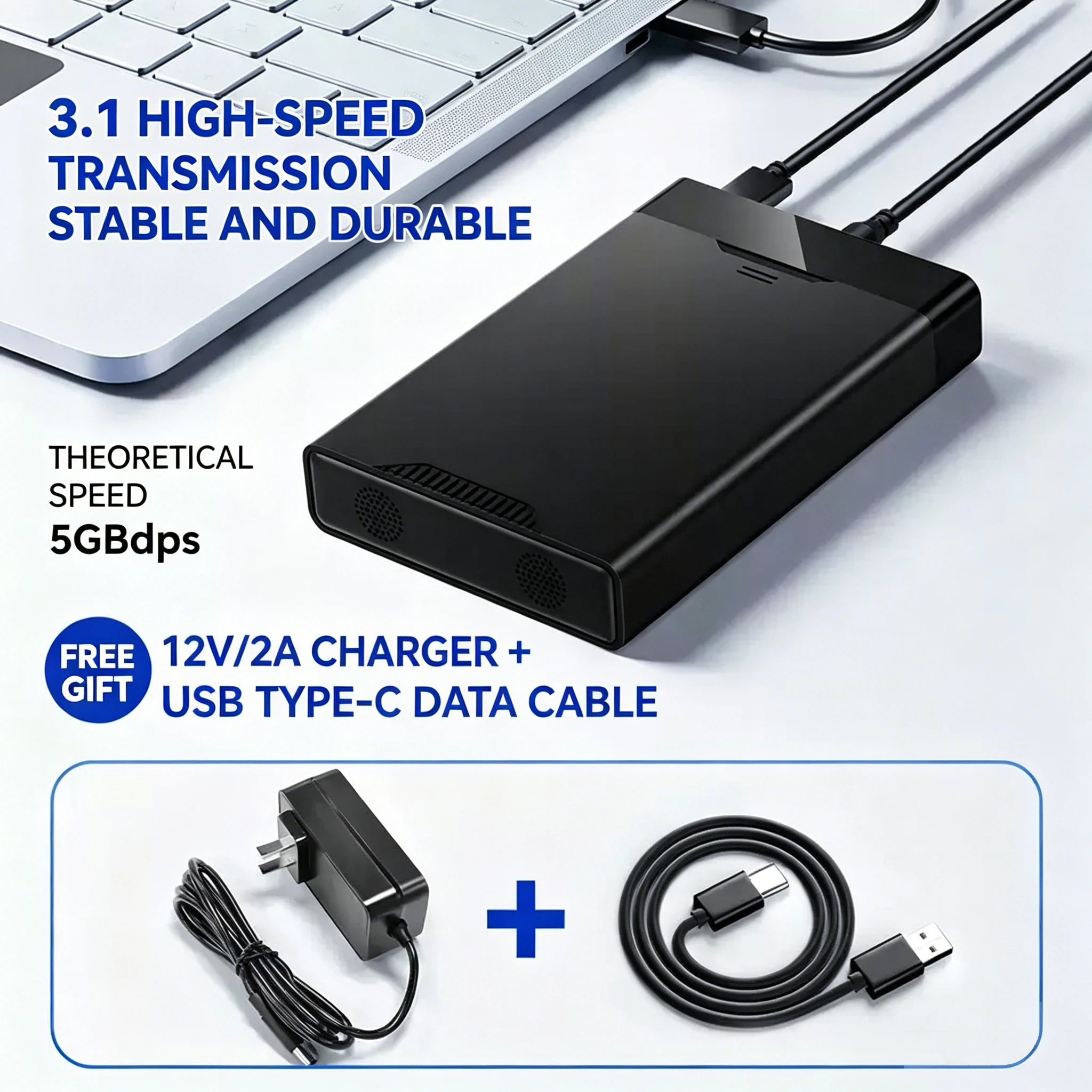 KEBIDUMEI 3.5 inch HDD Case 20TB USB 3.0 to SATA External Hard Drive Case Support Hard Drive Enclosure High Speed Adapter for PC