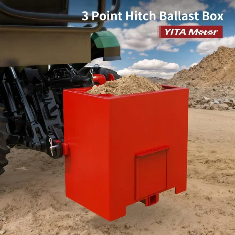 3 Point Hitch Ballast Box, 800 lbs Tractor   with 2'' Quick  Receiver for 3  Category 1 Tractors, Loaders a