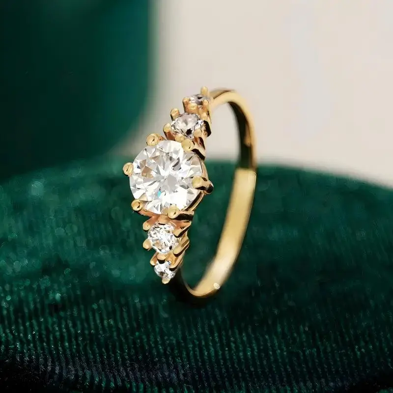 BR S925 Silver Asymmetrical Women's Ring, European and American Live Streaming Cross-border Moissanite Ring