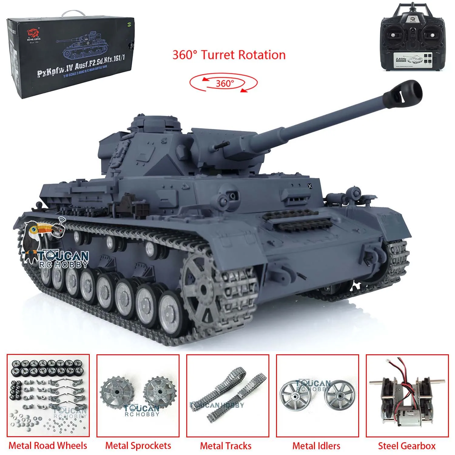1/16 Henglong 7.0 personnalisé Panzer IV F2 RTR RC réservoir pistes métalliques roues 3859 Vesion modèle de télécommande pour adulte