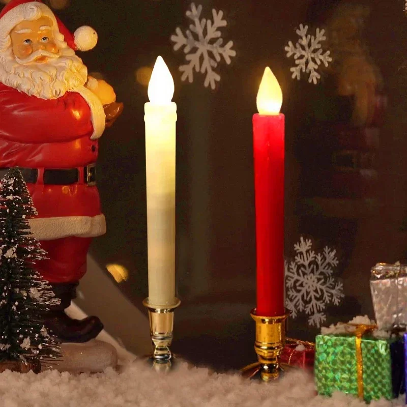 

2Pcs Red Church LED Candle,Flameless Flickering Pillar Candle Light,Battery Operated Christmas Dinner Candle,Christmas Decor