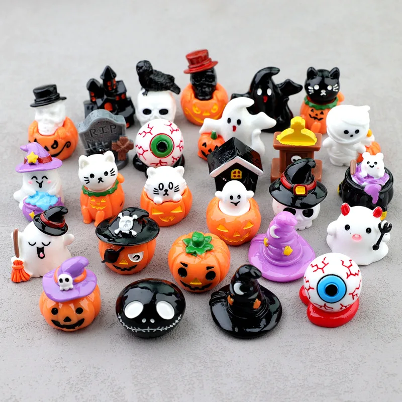 2025 3D Halloween thème chaussures breloques citrouille fantôme momie sorcière chapeau crâne Mini Figurines pour bricolage charme avec boucle décor pour sabot