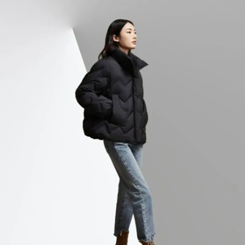 Chaqueta de plumón de pato blanco cálido para mujer, chaqueta de plumón corta de alta calidad para ocio, versión coreana, H503, 2025