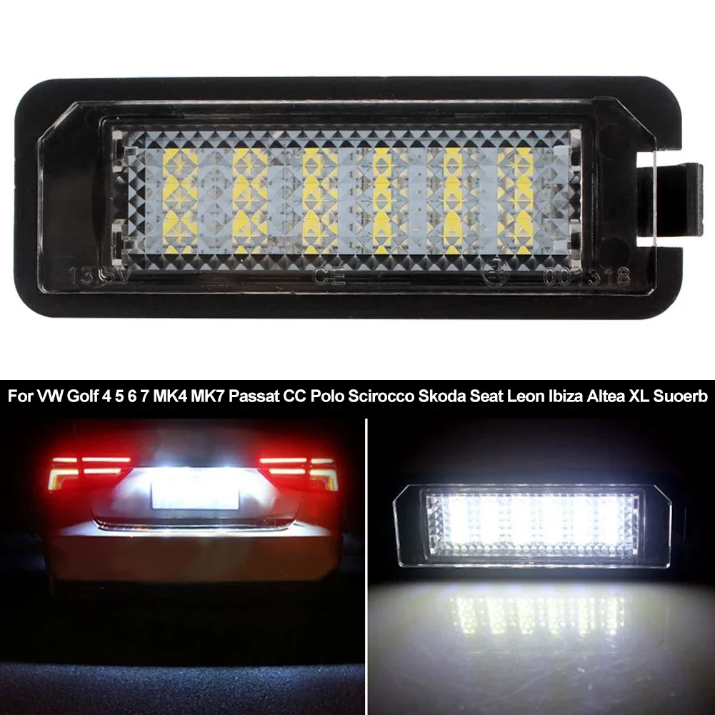 1Pc Car License Plate LED Lights 12V For VW Golf 4 5 6 7 MK4 MK7 Passat CC Polo Scirocco Skoda Seat Leon Ibiza Altea XL Suoerb