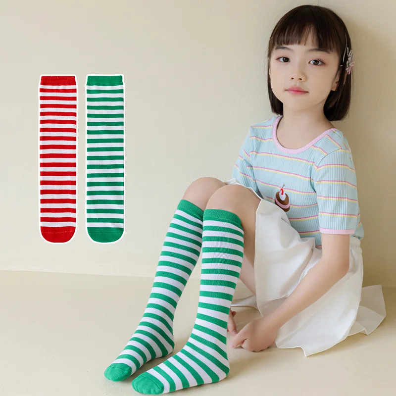 Kids Socks Red White Striped Knee High Socks Calf Socks For Girls Casual Stockings Outfits Photoshoots Childrens Accessories