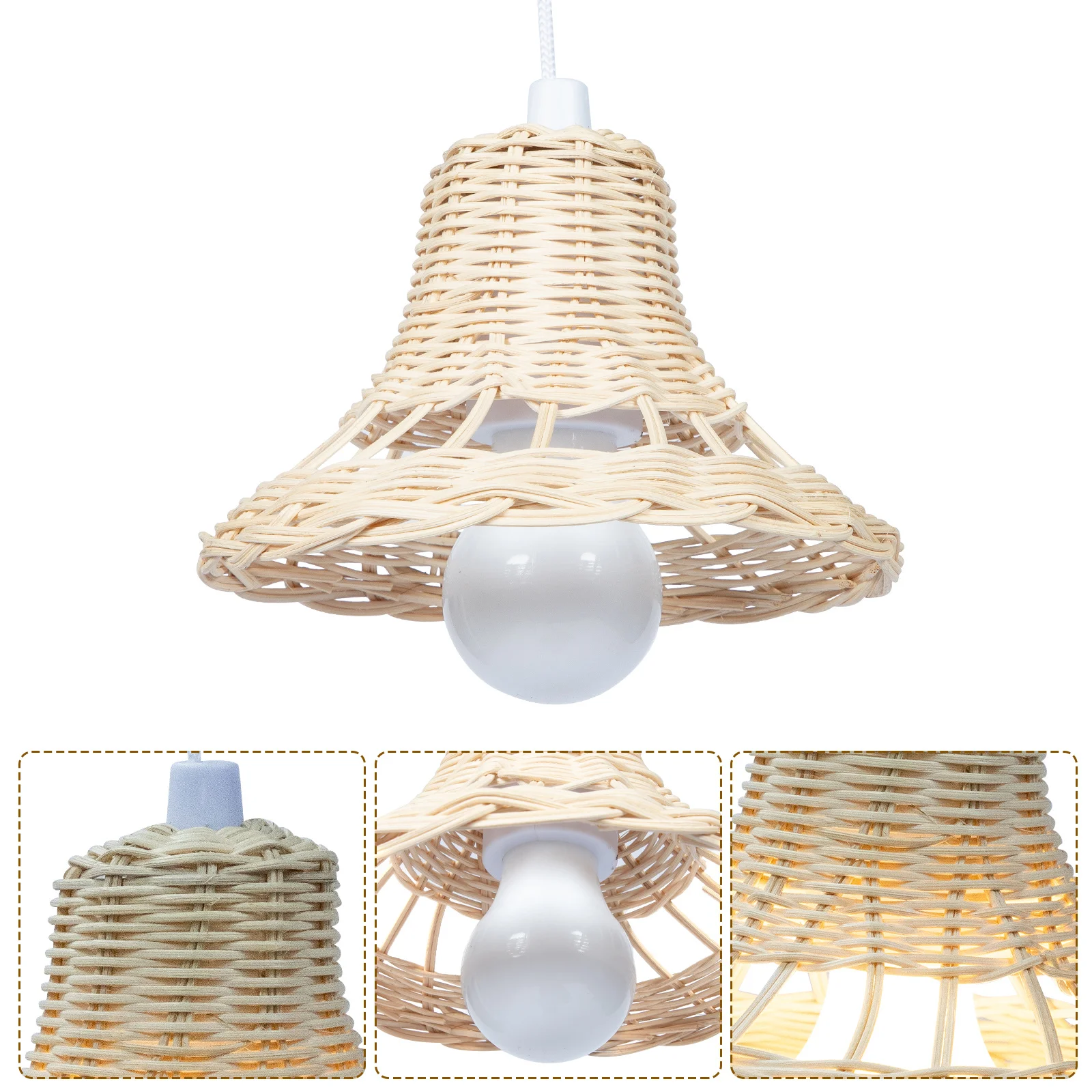 

Rattan Woven Pendant Light For Living Room Kitchen Island Bedroom Foyer Sloped Vaulted Ceiling Simple Hanging Lamp