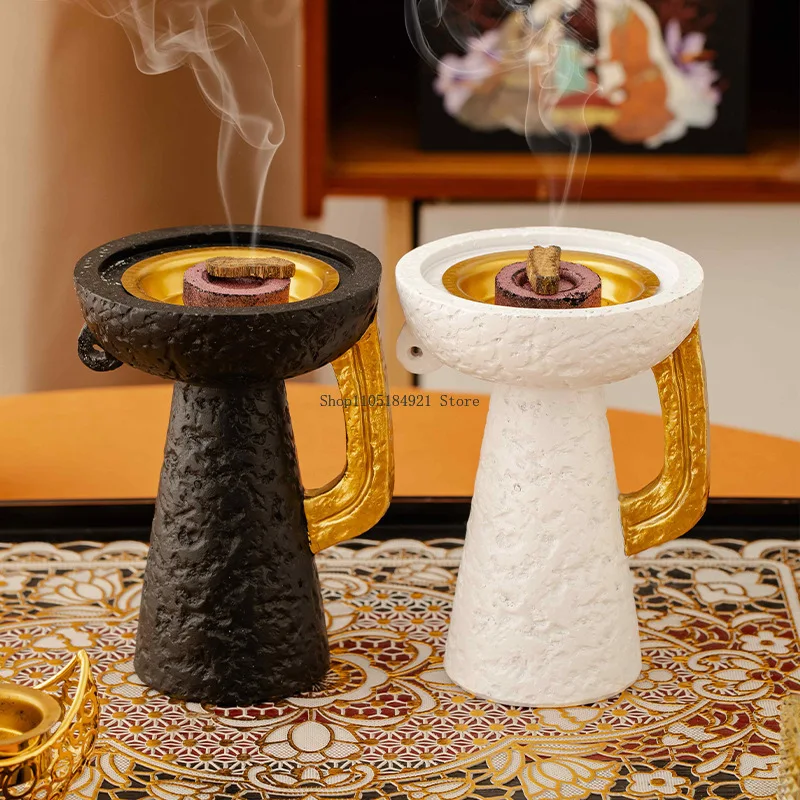 Arabic Great Temple Peak High-sided Single Ear Resin Frankincense Incense Burner Household Temple Worship Study Room Meditation