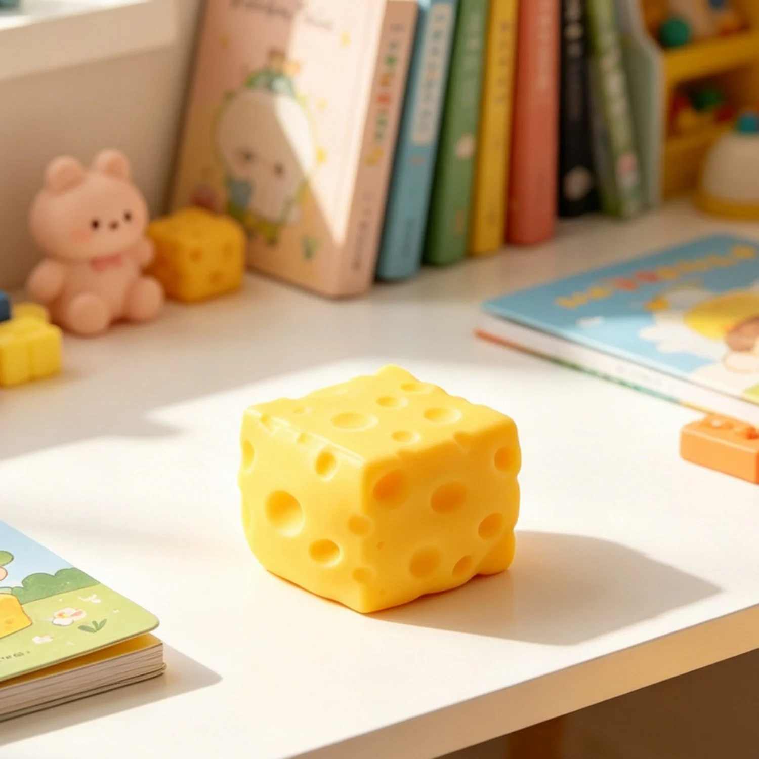 New Simulation Cheese Squishy Toy Cheese Pinch Decompression Toy Stress Relief Gadget Gift for Office Home Desk Decor