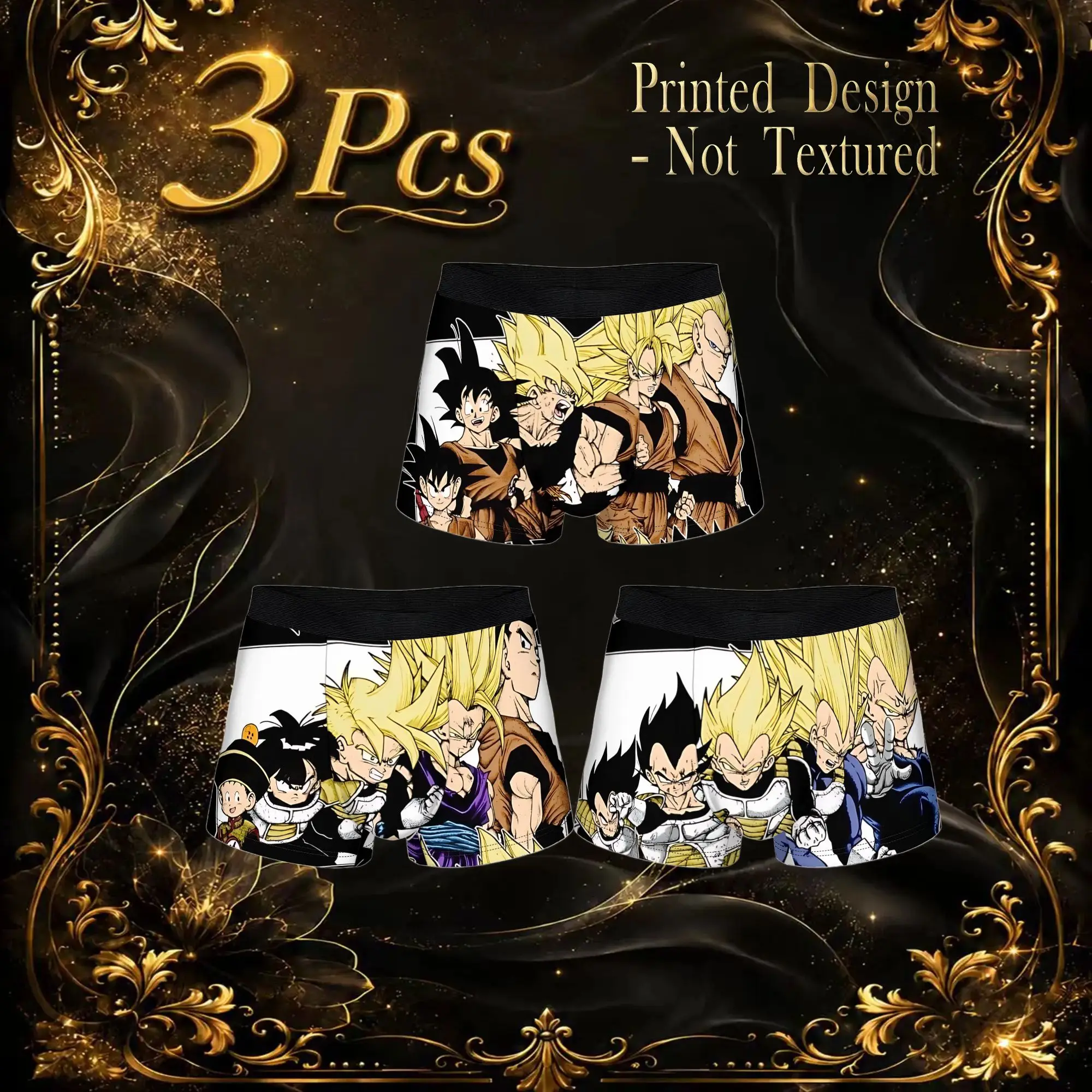 3Pcs  boxers Dragon Ball Z Underpants Homme Panties Men's Underwear Print Shorts Boxer Briefs
