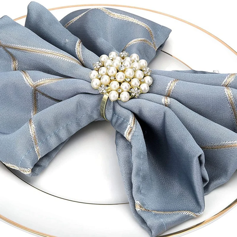 6-кольца для салфеток со стразами и жемчугом, держатели для салфеток со стразами для свадебных вечеринок, столовых аксессуаров на День святого Валентина