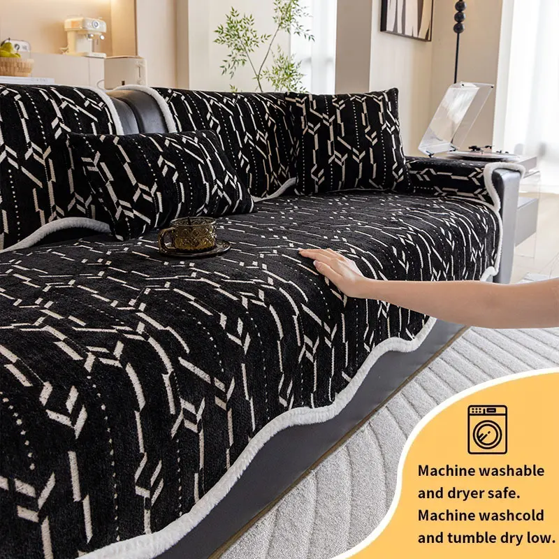 1PC-Chenille unregelmäßiges Sofakissen mit Herbst- und Winterstil, rutschfestes Kissen, gerades Sofakissen