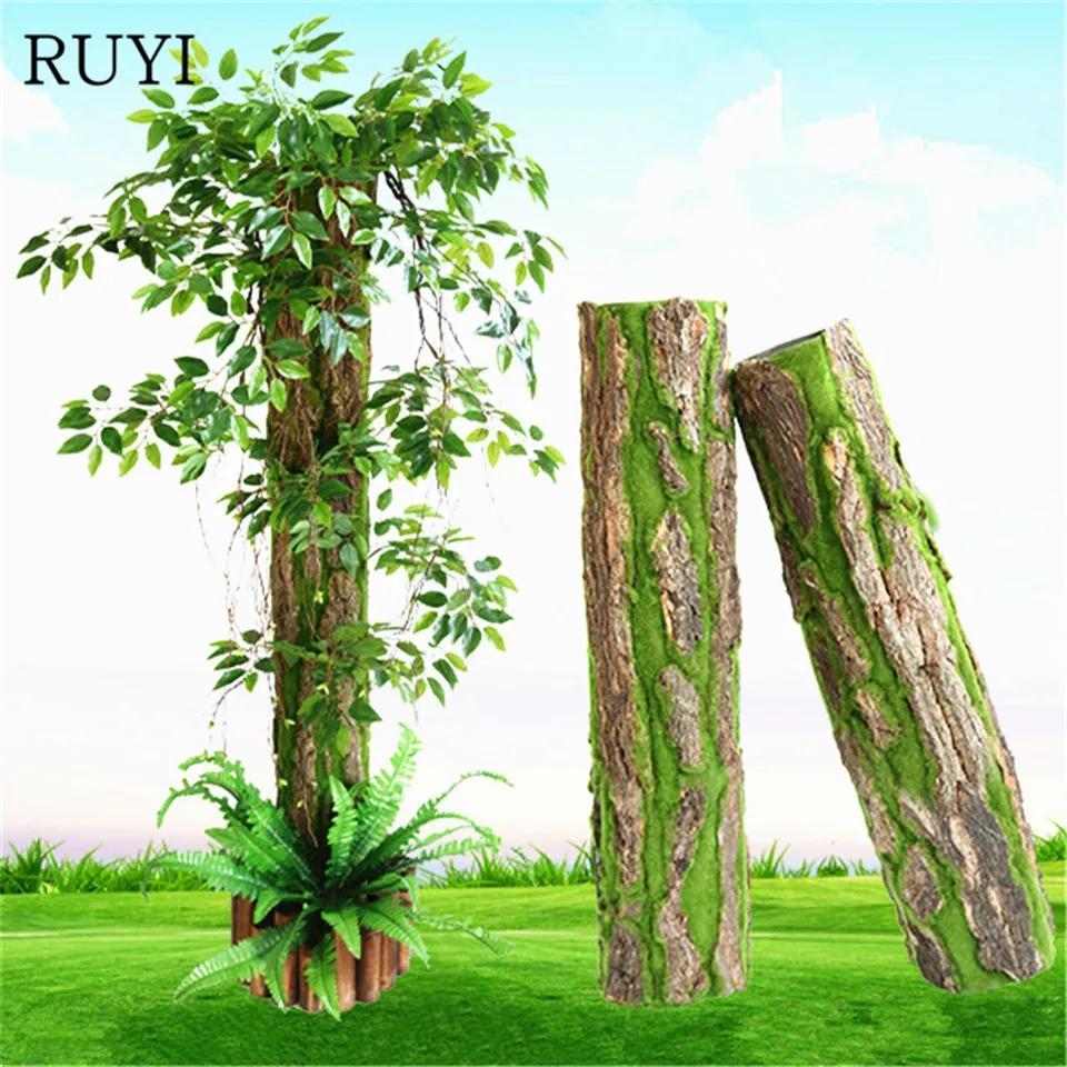 Knstliche Rinde Rohr Dekoration Geschtzte Wasser Rohr Dekorative Paket  Sule Balkon Natrliche Geflschte Bltter Rinde Grn Pflanzen DIY -  AliExpress 15