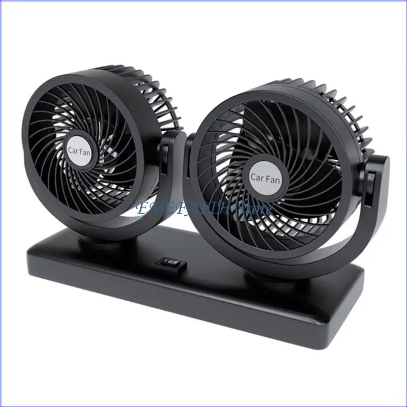 124B 14W High Efficiency 6 Inch Double Head Trucks Car Air Circulation Fan ABS Construction For Long Drives And Family Trips
