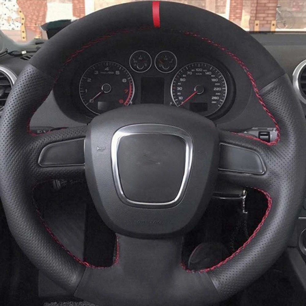 Car Steering Wheel Cover For Audi A5 2008-2010 A3 (8P) 2008-2013 A6 (C6) A4 (B8) 2008-2010 DIY Soft Genuine Leather Suede