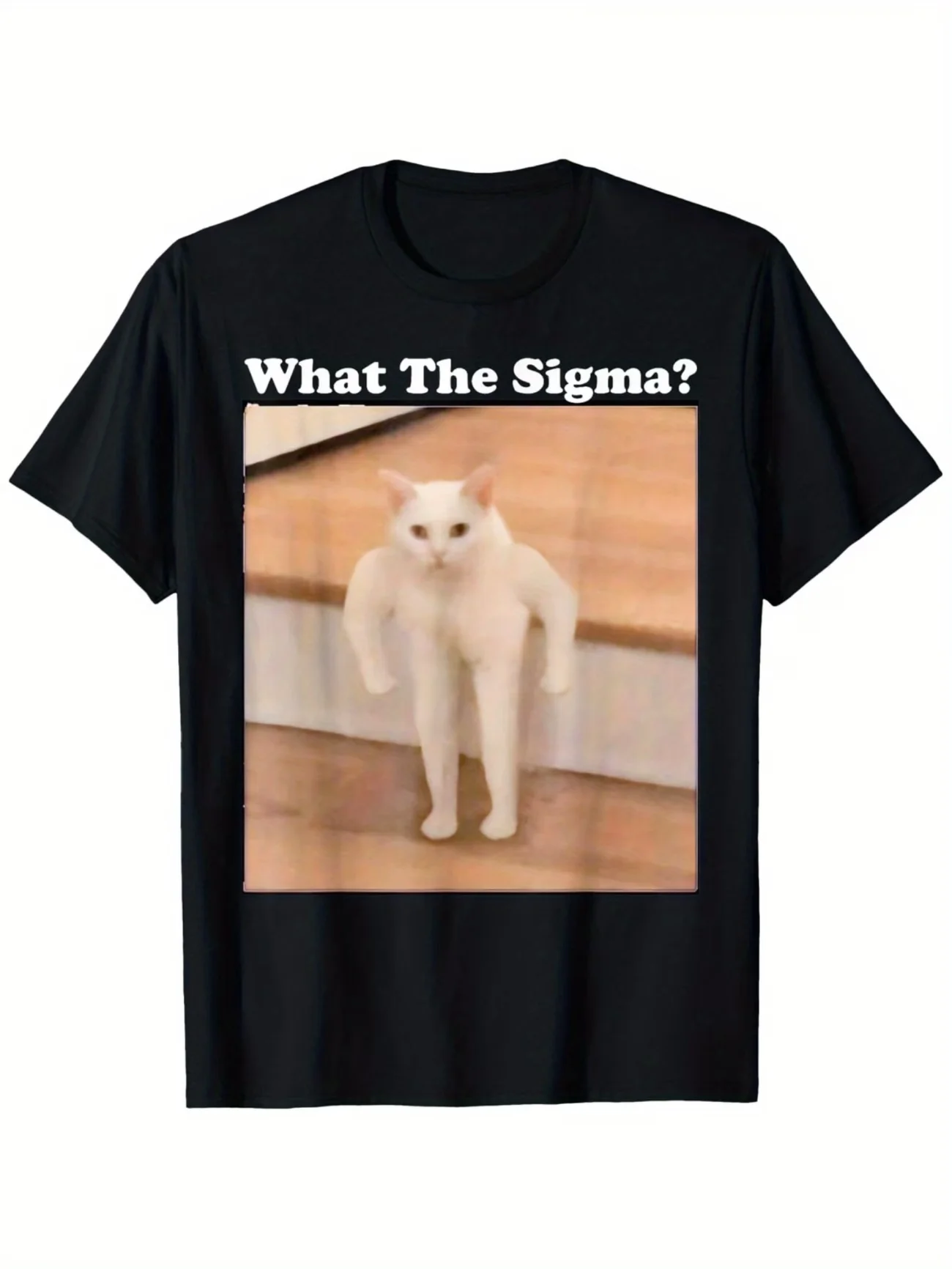 Funny Cat Meme T Shirt Men Women What The Sigma Print Streetwear Summer Short Sleeve O-Neck Cotton T-Shirt Harajuku Brainrot Tee