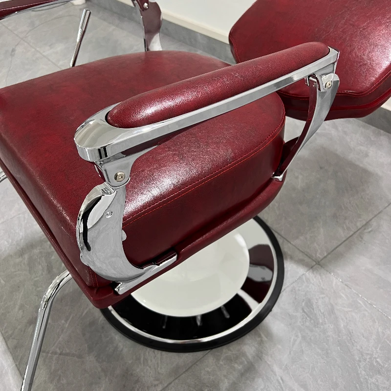 Cadeira de barbeiro reversível premium, cadeira de salão de espuma respirável, loja de estilo de cabelo, beleza reclinável, forte, móveis de salão de coiffure