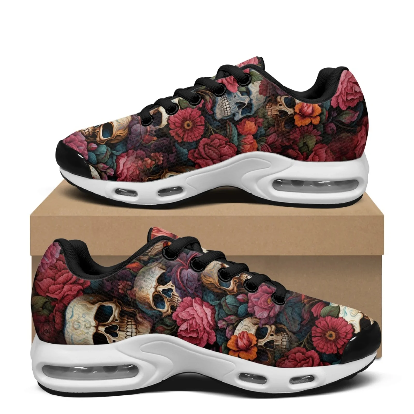 PENSTROLL Floral Skull Print Comfort Air Cushion Tennis Sneakers Tennis Shoes for Men Walking Jogging - view 6