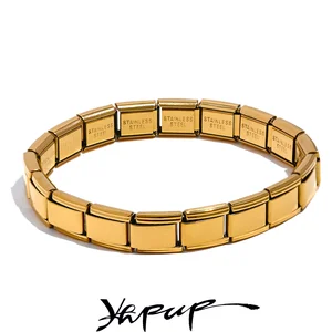 Yhpup 316 aço inoxidável quadrado metal elástico pulseira na moda textura de declaração à prova dwaterproof água pulso jóias presente gala 10 principais vendas fato de gala homem - №10