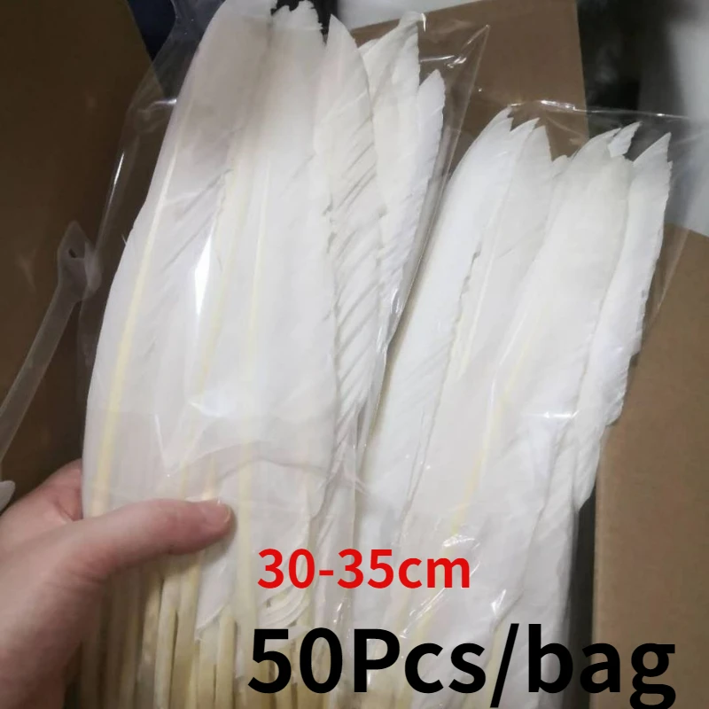 30-35CM 50pcs/bag white large feather goose feathers feathers for crafts feather fan feather trim DIY hair feathers