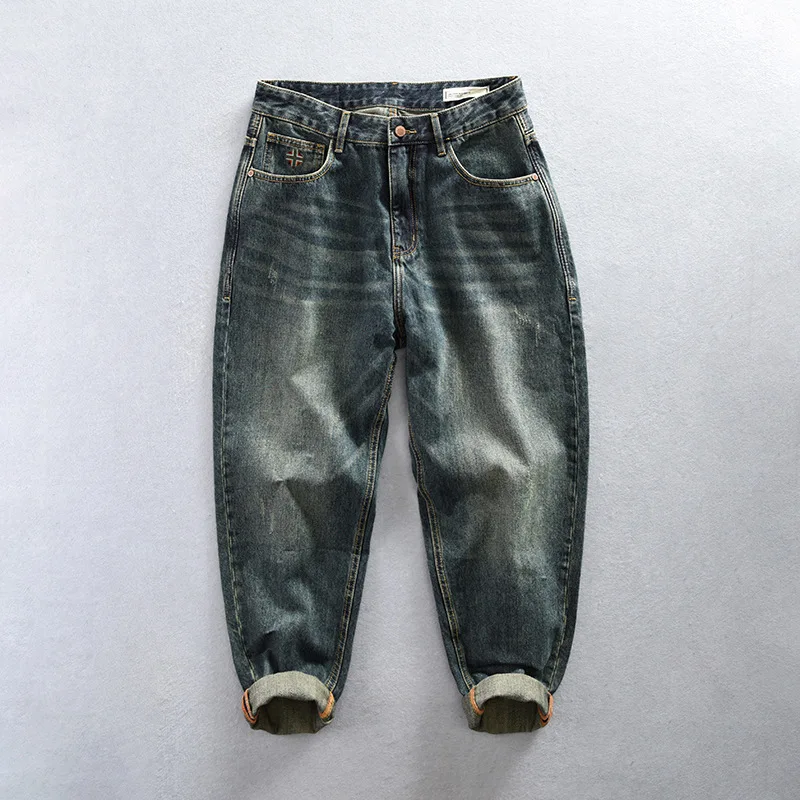 Men's Autumn Pants New Vintage Washed Blue Jeans for Men Winter Trousers Male Fashion Jeans Homme Casual Pants