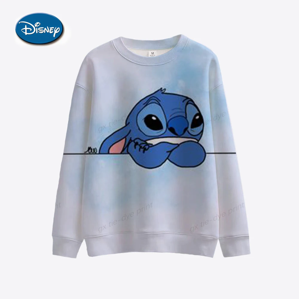 Fashion Disney Stitch Lilo print sweatshirt crew neck casual sweatshirt for winter & fall women\'s clothing