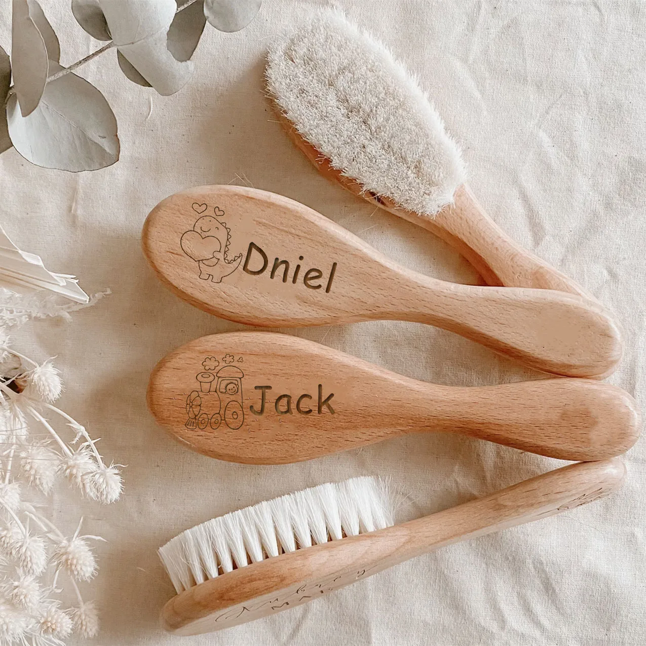 Personalized Baby Hairbrushes Custom Name Wooden Newborn Hair Brush Ideal Gift Infant Birth/Baptism/Birthday Baby Shower Gifts
