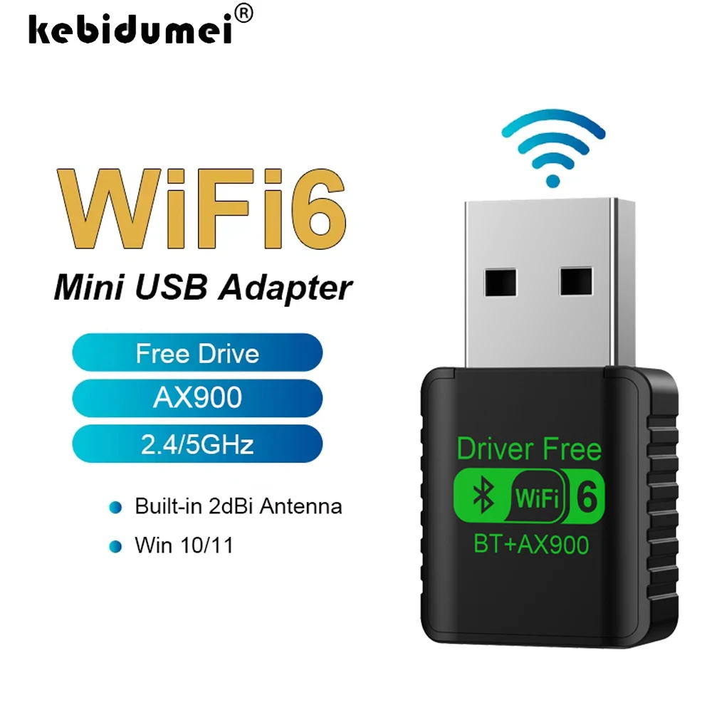 

WIFI 6 USB Adapter 900Mbps Wireless Network Card Dongle 5G+2.4GHz 802.11AX Antena PC Signal Reception For Laptop Win 10 11
