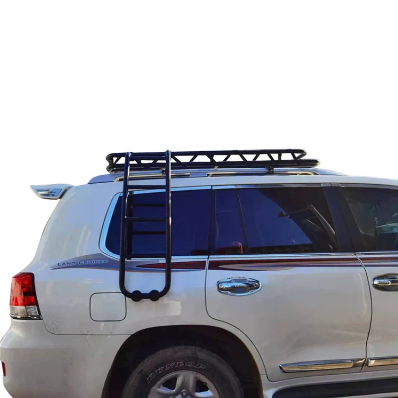 

4x4 Universal Off-Road Car Roof Basket Luggage Rack With Ladder Heavy Duty Cargo Carrier Fits FJ150 FJ200 Patrol Models