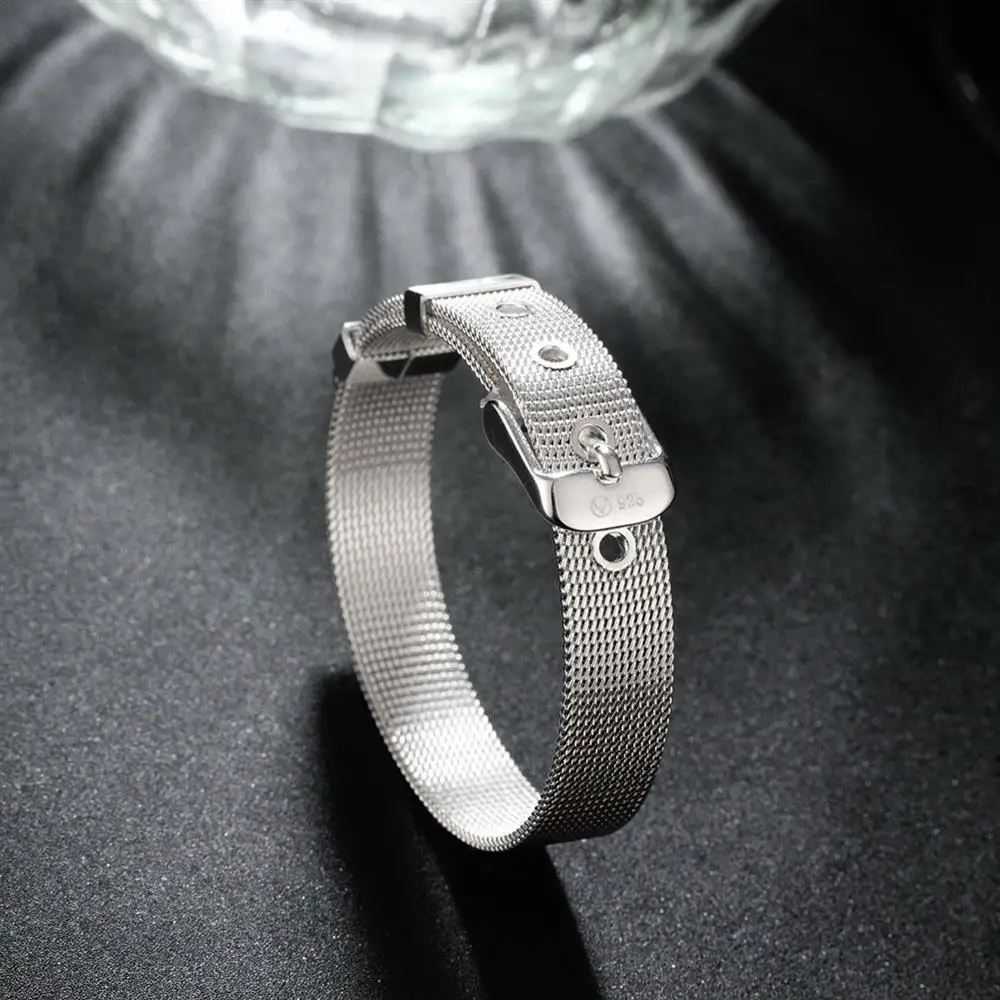 Hot 925 Sterling Silver 10MM Strap chain Bracelets for women elegant Wedding party Wild Couples Christmas Gifts fashion Jewelry