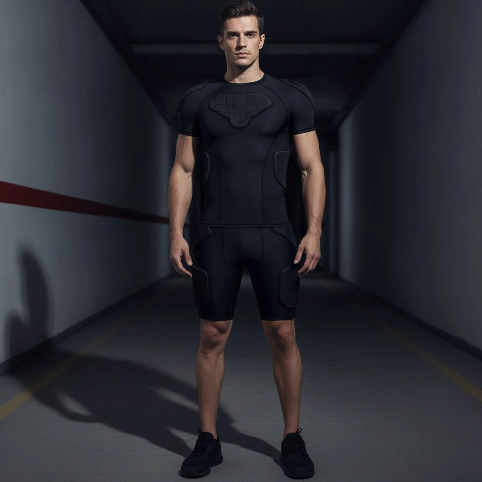 Padded Shirt with EVA Padding Snug Compression Shirt with Back Pads Compression Top with Pads Athletic Apparel Sleek