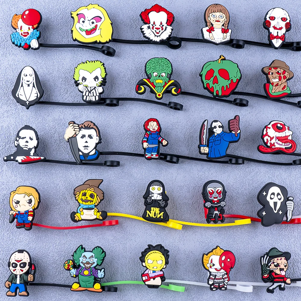 1 قطعة غطاء من القش على طراز الرعب ملحقات الأكواب ، سيليكون 8 مللي متر سبلاشبروف القش توبر ، الغبار القش تلميح سحر