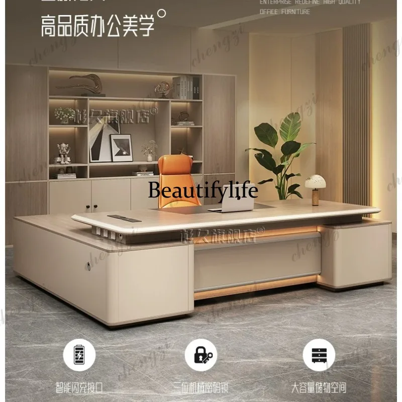 A74 President Chairperson's desk light luxury high sense desk manager boss office table and chair combination