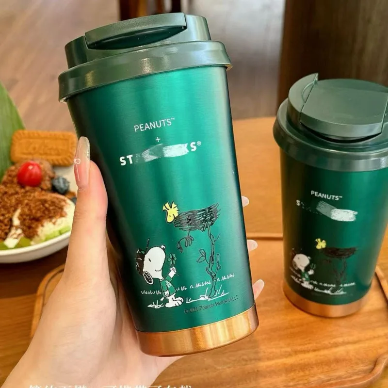 

New Snoopy Joint Coffee Cup Phnom Penh Dark Green High-Value Cup Desktop Cup Stainless Steel Coffee Gift Imitation Cups